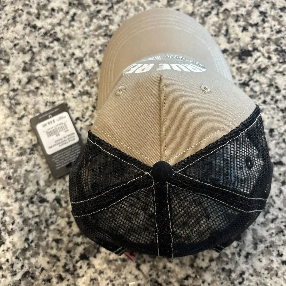 True Religion Buddha Trucker Hat Travertine Black Adjustable Mesh Back Men